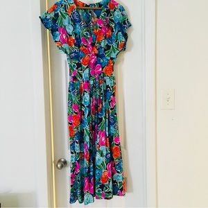 1980s Does 1940s Floral Dress